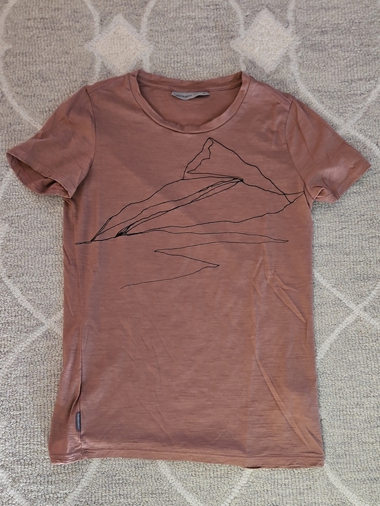 Icebreaker Tops - Icebreaker Wool Blend Mauve Short-Sleeve Tee with Minimal Line Graphic